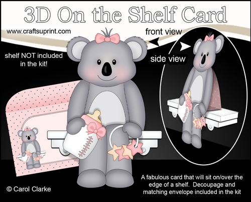 3D On the Shelf Card Kit - Little Baby Koala Bear Kitkat
