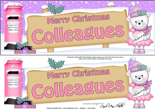 lge DL Christmas COLLEAGUES Teddy Tess Signpost Easicut decoupage
