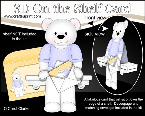 3D On the Shelf Card Kit - Austin Bear has a Mini Card & Envelope