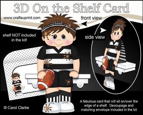 3D On the Shelf Card Kit - Little Rugby Boy Louie