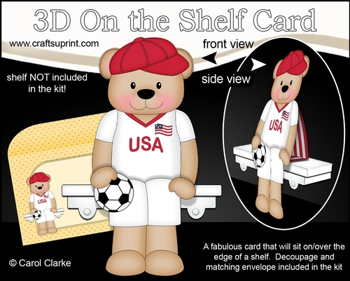3D On the Shelf Card Kit - Little Football Freddy Teddy Plays for the USA