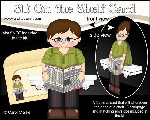 3D On the Shelf Card Kit - Coleman reads about The Worlds Best Grandad in the Paper