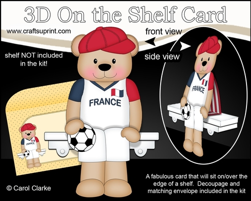 3D On the Shelf Card Kit - Little Football Freddy Teddy Plays for France