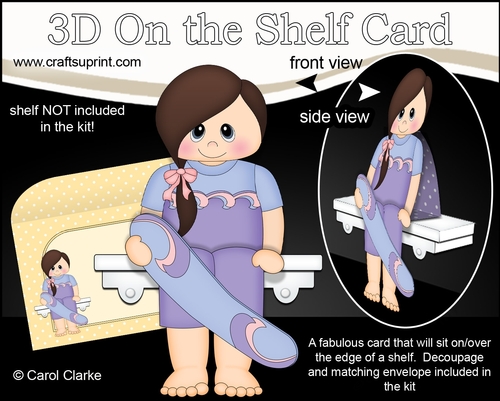 3D On the Shelf Card Kit - Little Ride the Wave Surfer Amiee