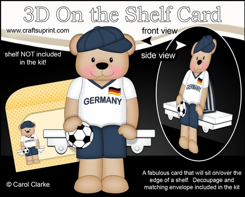 3D On the Shelf Card Kit - Little Football Freddy Teddy Plays for Germany