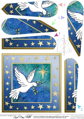 Christmas Dove Quick Card with Fan Pyramage Topper