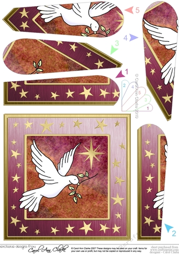 Christmas Dove Quick Card with Fan Pyramage Topper