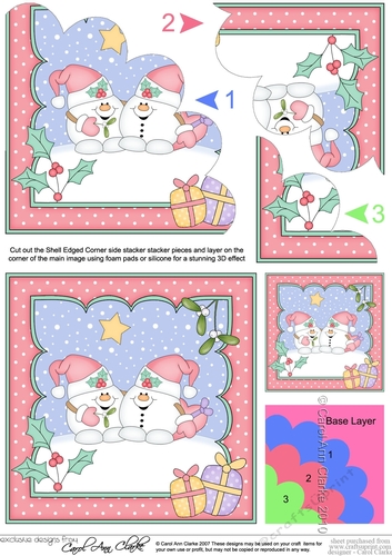 Christmas Snowball Sam Love Shell Edged Corner