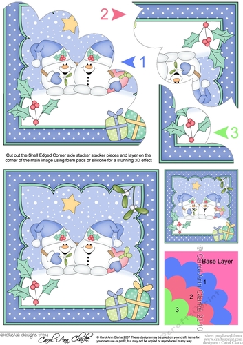 Christmas Snowball Sam Love Shell Edged Corner