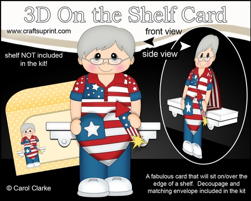 3D On the Shelf Card Kit - Patriotic Stars & Stripes Braxton is Celebrating 4th July