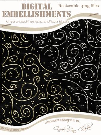Transparent Gold and Silver Swirls Digital Embellishments