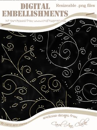 Transparent Gold and Silver Swirls Digital Embellishments