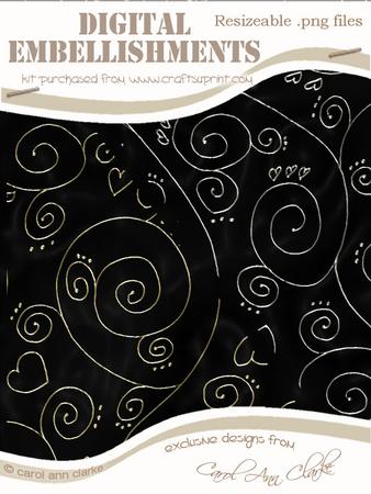 Transparent Gold and Silver Swirls Digital Embellishments