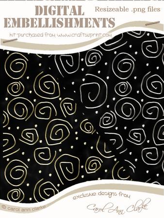 Transparent Gold and Silver Scrolls Digital Embellishments