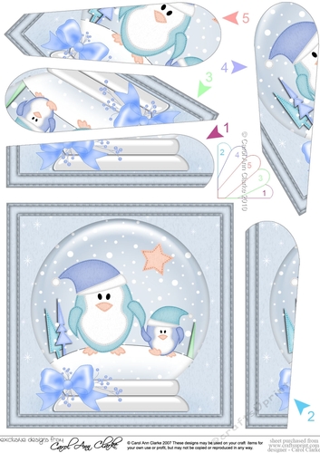 Christmas Pretty Pastel Penguins Snowglobe Fan Pyramage Topper