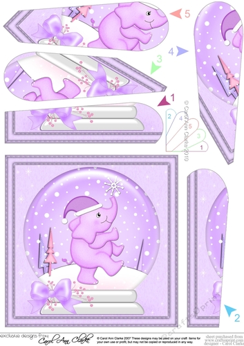Christmas Pretty Pastel Elephant Snowglobe Fan Pyramage Topper
