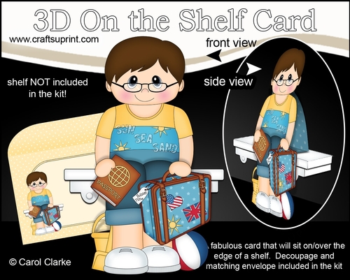 3D On the Shelf Card Kit - Little Jet Setter Harland is off on Holiday