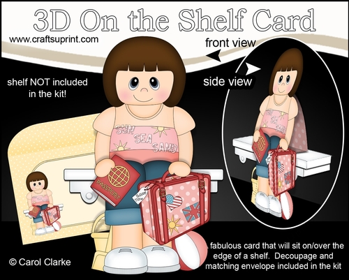 3D On the Shelf Card Kit - Little Jet Setter Jeanett is off on Holiday