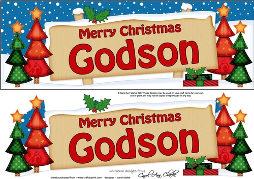 large DL Christmas GODSON Trees Signpost Easicut decoupage