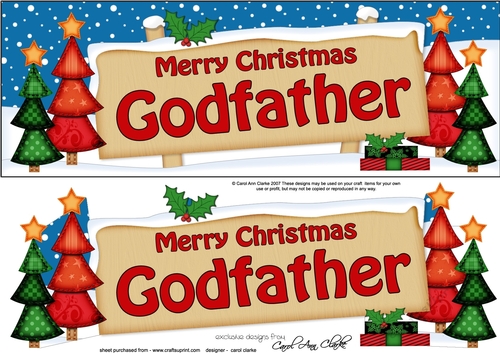 large DL Christmas GODFATHER Trees Signpost Easicut decoupage