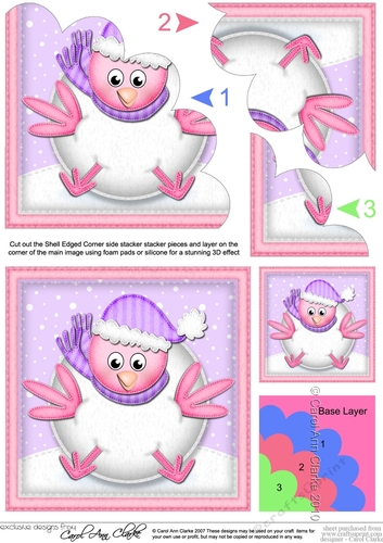 Christmas Oops Little Robin meets a Snowball Shell Edged Stacker