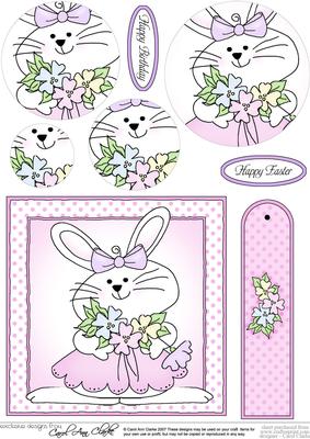 Little Girl Bunny Quick Card with Circle Pyramage Design