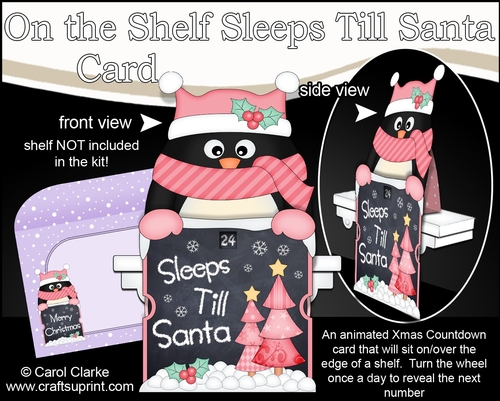 On the Shelf Sleeps Till Santa Card Kit - Christmas Pip Penguin
