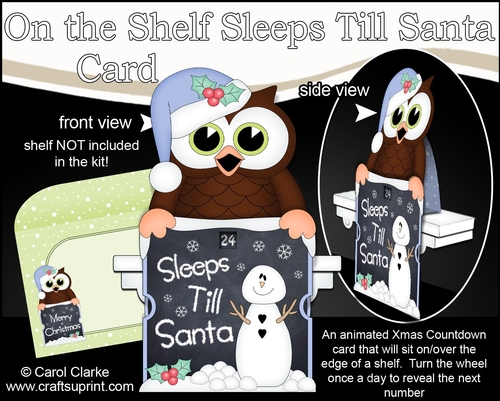 On the Shelf Sleeps Till Santa Card Kit - Christmas Little Hoot Owl