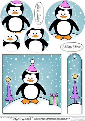 Cheeky Xmas Penguin Quick Card with Circle Pyramage Topper