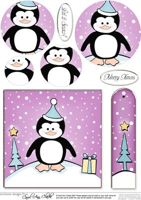 Cheeky Xmas Penguin Quick Card with Circle Pyramage Topper