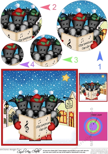 Christmas Carol Singing Scottie Dogs Merry Carollers Circle Pyramage Topper