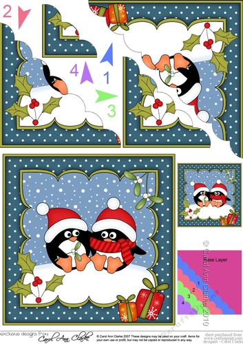 Christmas Pip Penguin is in Love Scallop Corner Topper