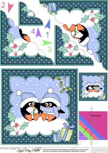 Christmas Pip Penguin is in Love Scallop Corner Topper