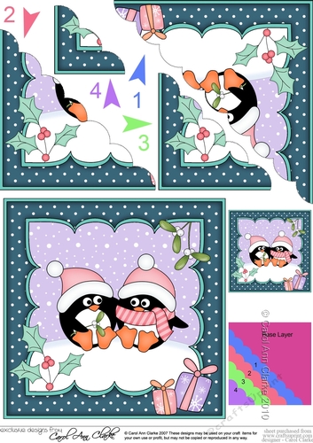 Christmas Pip Penguin is in Love Scallop Corner Topper