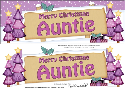 Large DL Christmas AUNTIE Trees Signpost 3D Decoupage