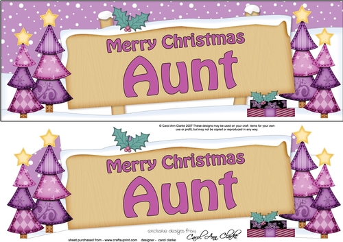 Large DL Christmas AUNT Trees Signpost 3D Decoupage