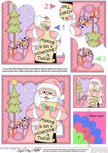 Christmas Santa is checking his list Shell Edged Corner Side Stacker