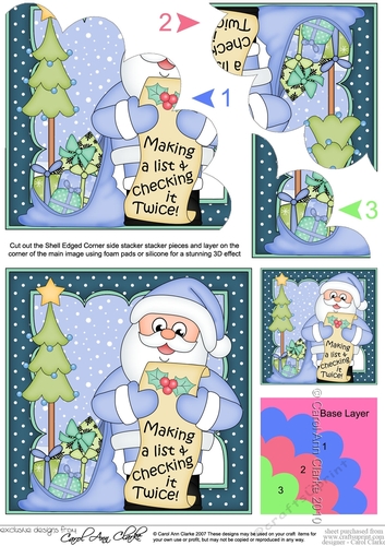 Christmas Santa is checking his list Shell Edged Corner Side Stacker