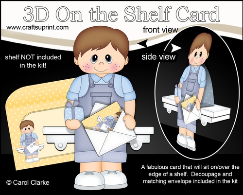 3D On the Shelf Card Kit - Little Toddler Huey has a Mini Card & Envelope