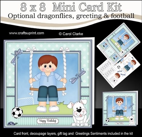 8 x 8 Cute Little Teen is Swinging High Mini Kit with 3d Decoupage