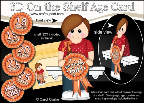 3D On the Shelf Card Kit - Young Lady Debbie is the Birthday Girl with ages 18 - 25 age Rosette Decoupage