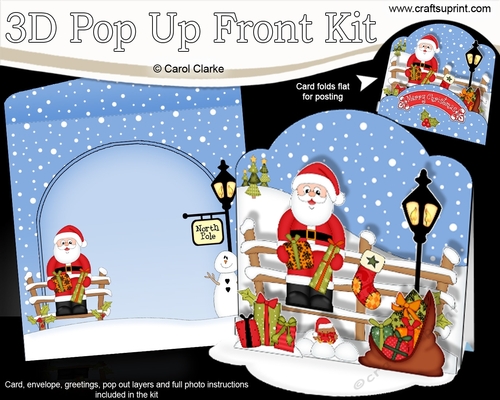 3D Christmas Pop Up Front Santas Presents Card Kit