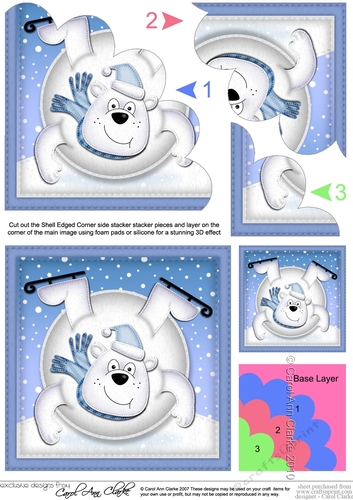 Christmas Oops Ben Polar Bear meets a Snowball Shell Edged Stacker