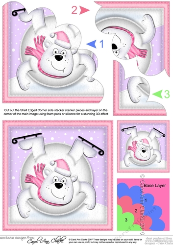Christmas Oops Ben Polar Bear meets a Snowball Shell Edged Stacker