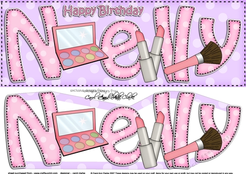 Large DL Birthday NELLY Make Up 3D decoupage