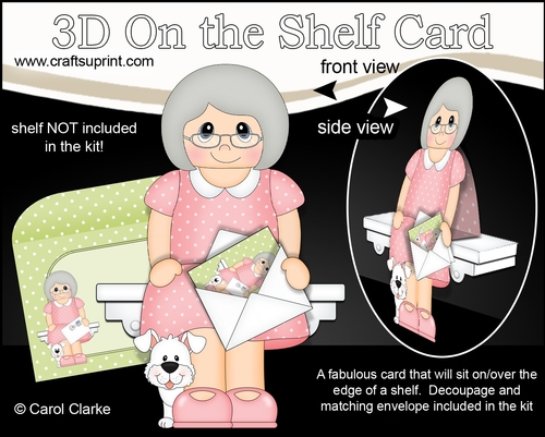 3D On the Shelf Card Kit - Old Lady Venita has a Mini Card & Envelope