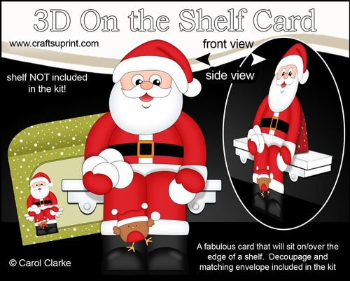 3D On the Shelf Card Kit - Christmas Santa has a Snowball Fight