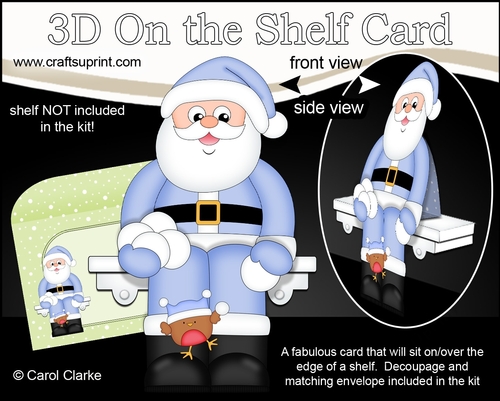 3D On the Shelf Card Kit - Christmas Santa has a Snowball Fight