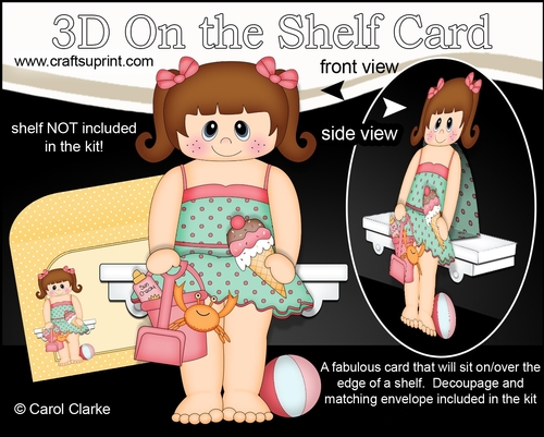 3D On the Shelf Card Kit - Cute Little Girl Kizzy is spending the Day on the Beach