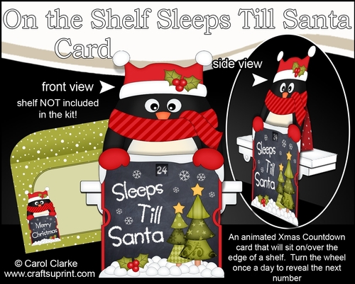 On the Shelf Sleeps Till Santa Card Kit - Christmas Pip Penguin